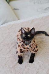 Leopard - Print Fuzzy Cat Sweater