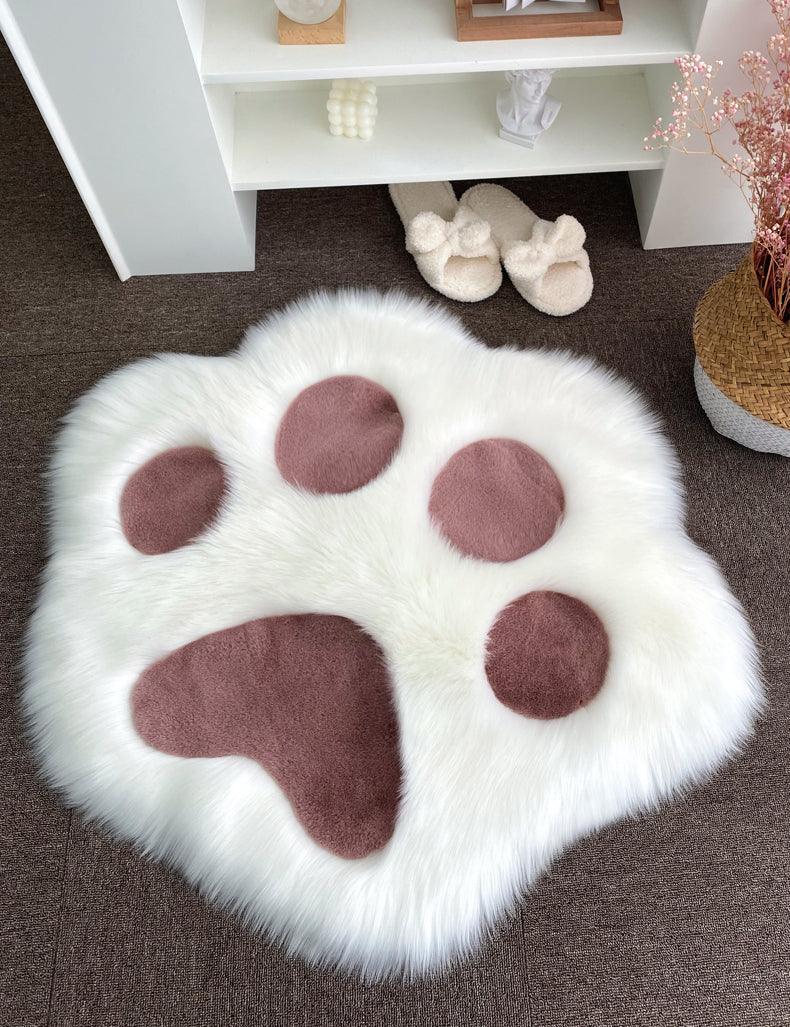 Alfombra de felpa larga con forma de nube y pata de gato