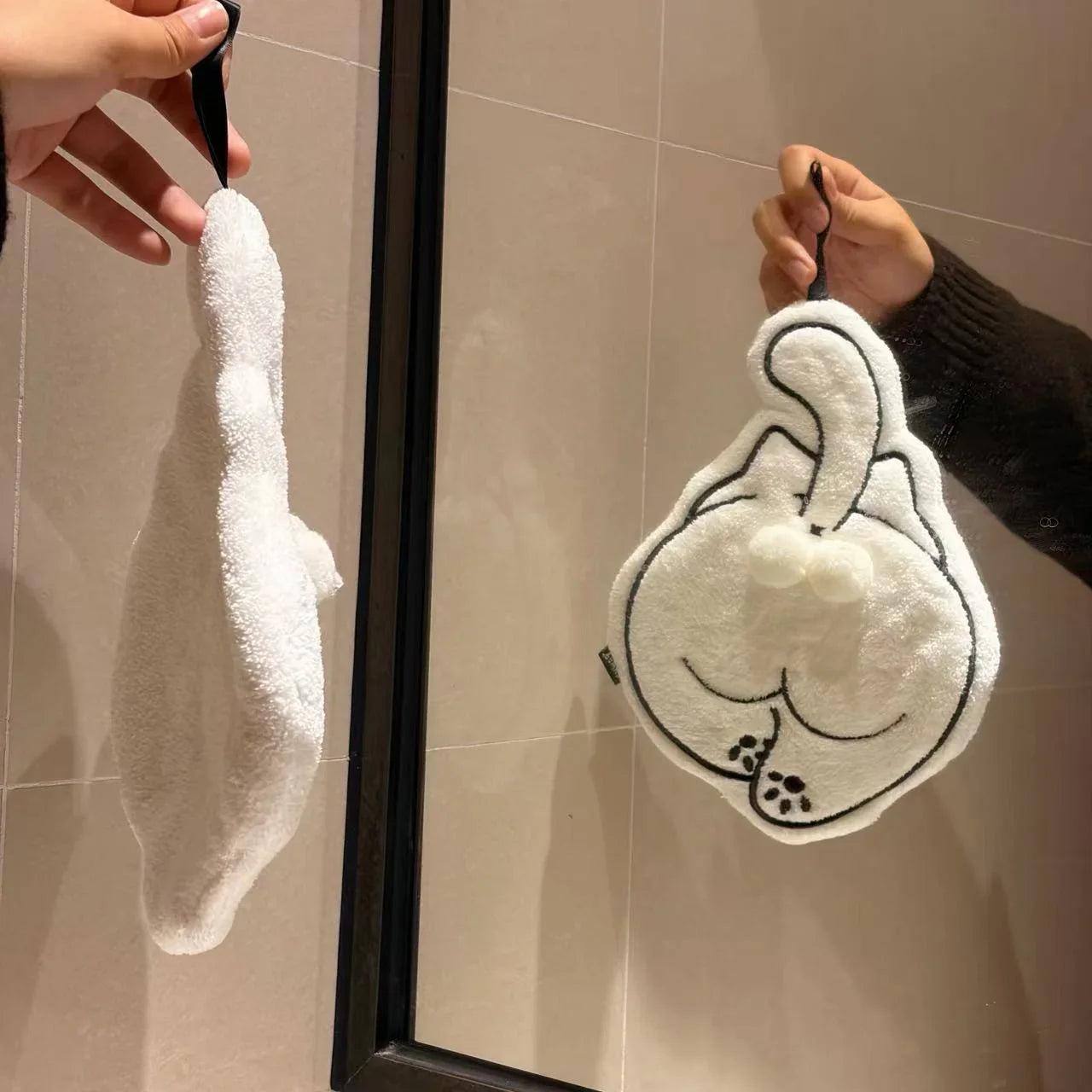 Toalla de mano colgante con forma de huevo de gato