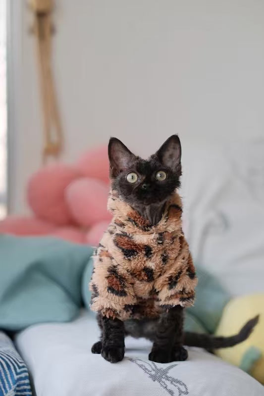 Leopard - Print Fuzzy Cat Sweater