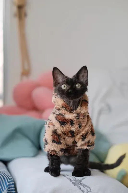 Pull en Fourrure Imprimé Léopard pour Chat