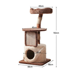 Mushroom Forest Multi-Level Solid Wood Cat Tree