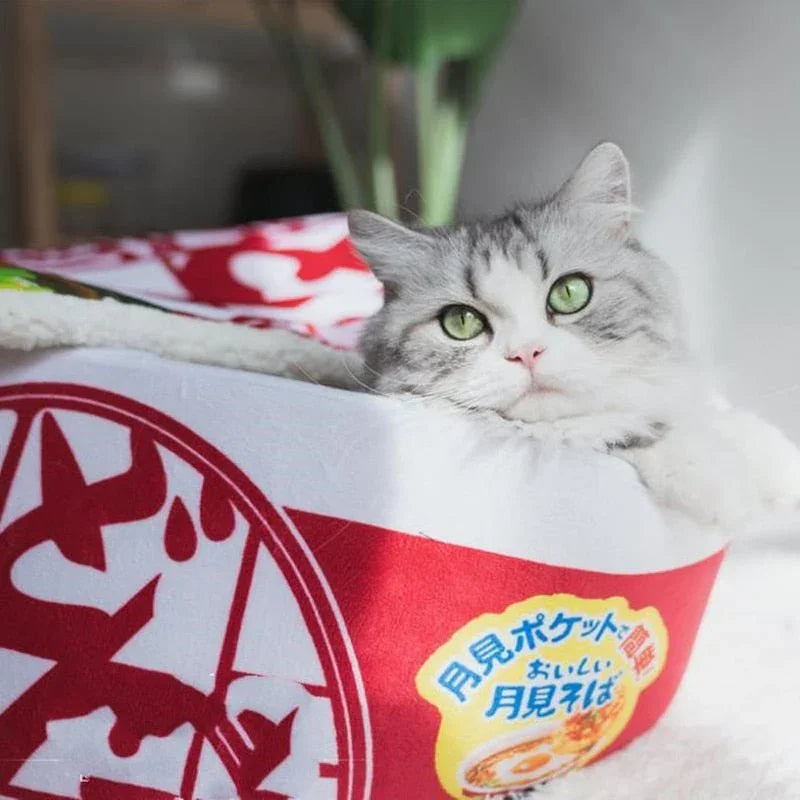 Japanische Ramen-Schüssel, süßes Katzenbett