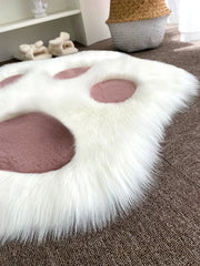 Alfombra de felpa larga con forma de nube y pata de gato