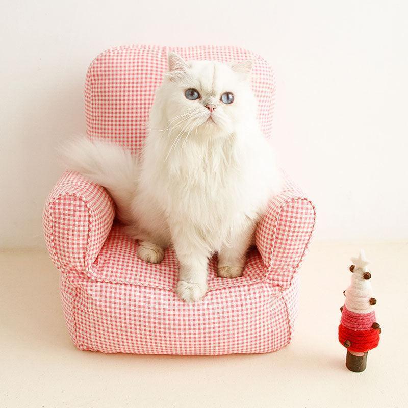 Zitronenkariertes Katzen-Minisofa 