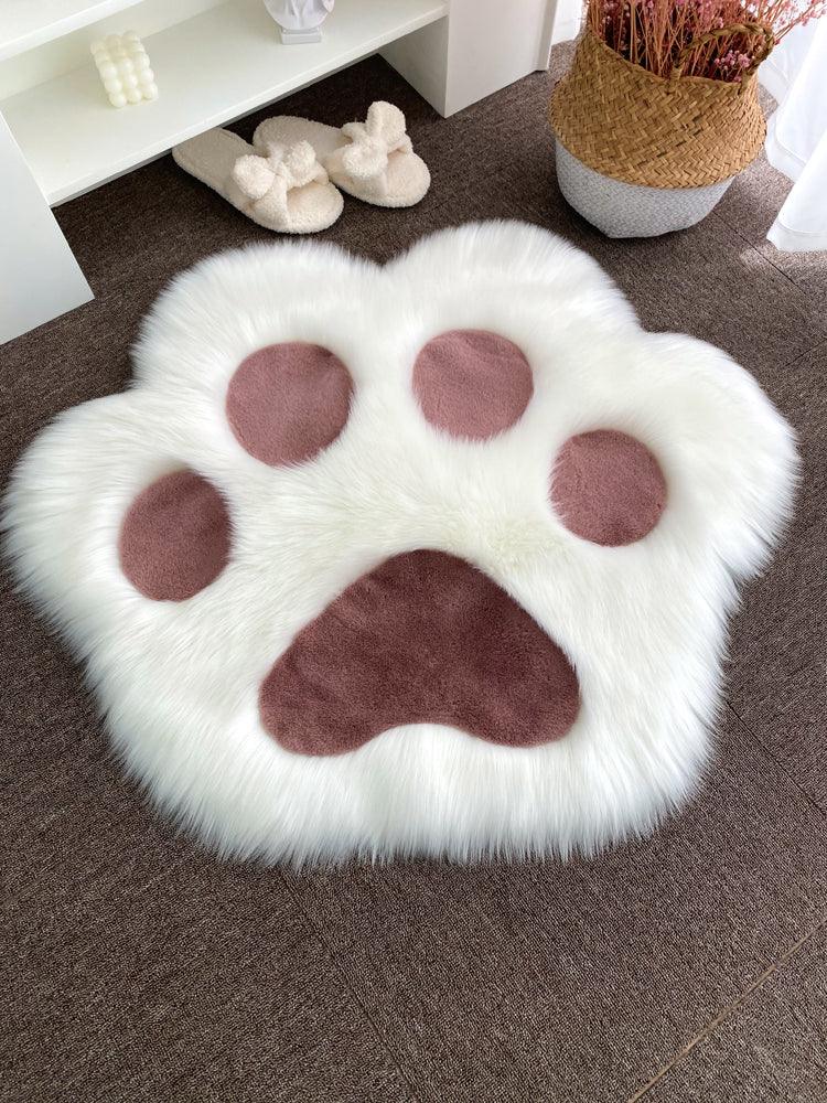 Alfombra de felpa larga con forma de nube y pata de gato