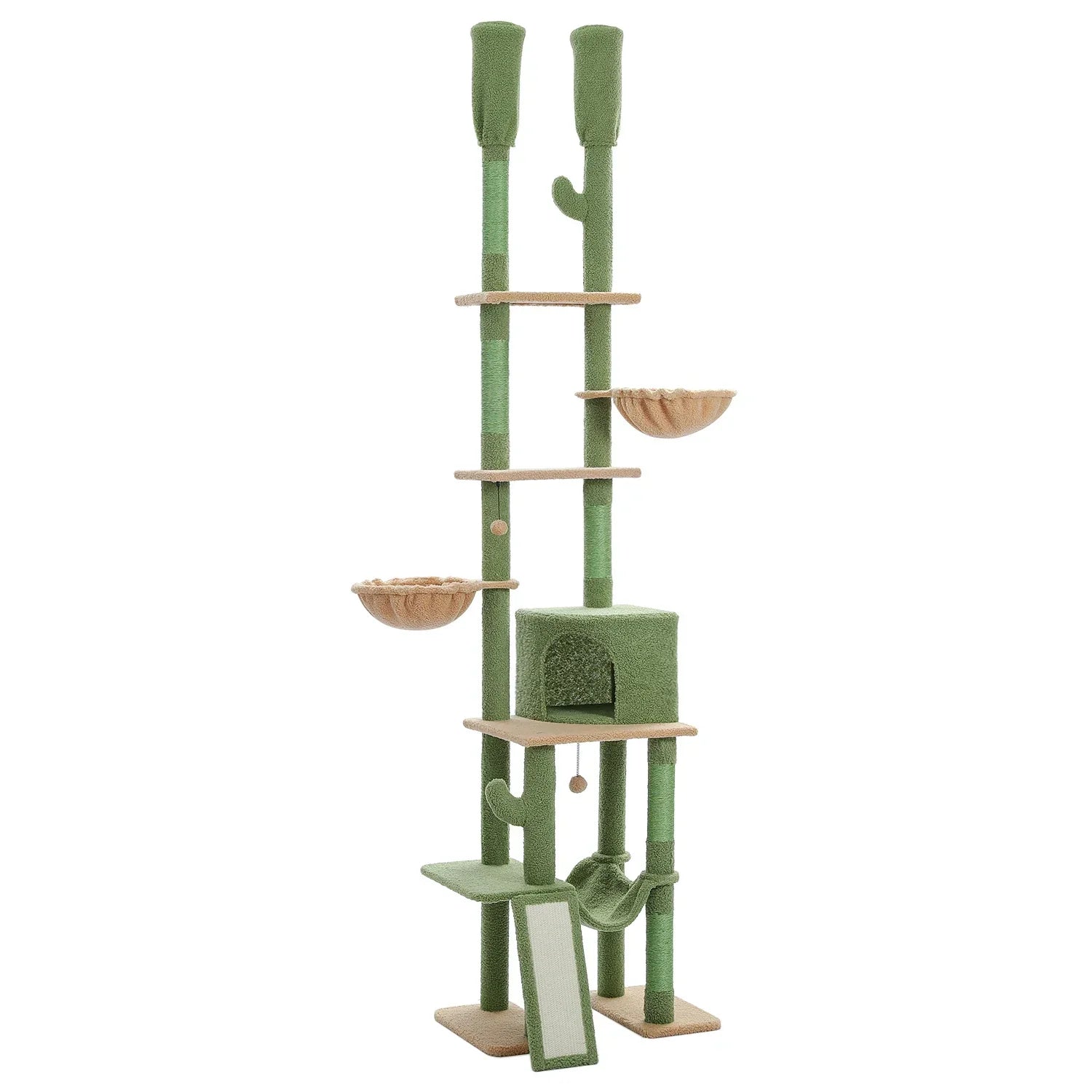 Vertikaler Katzenbaum mit Kaktusmotiv