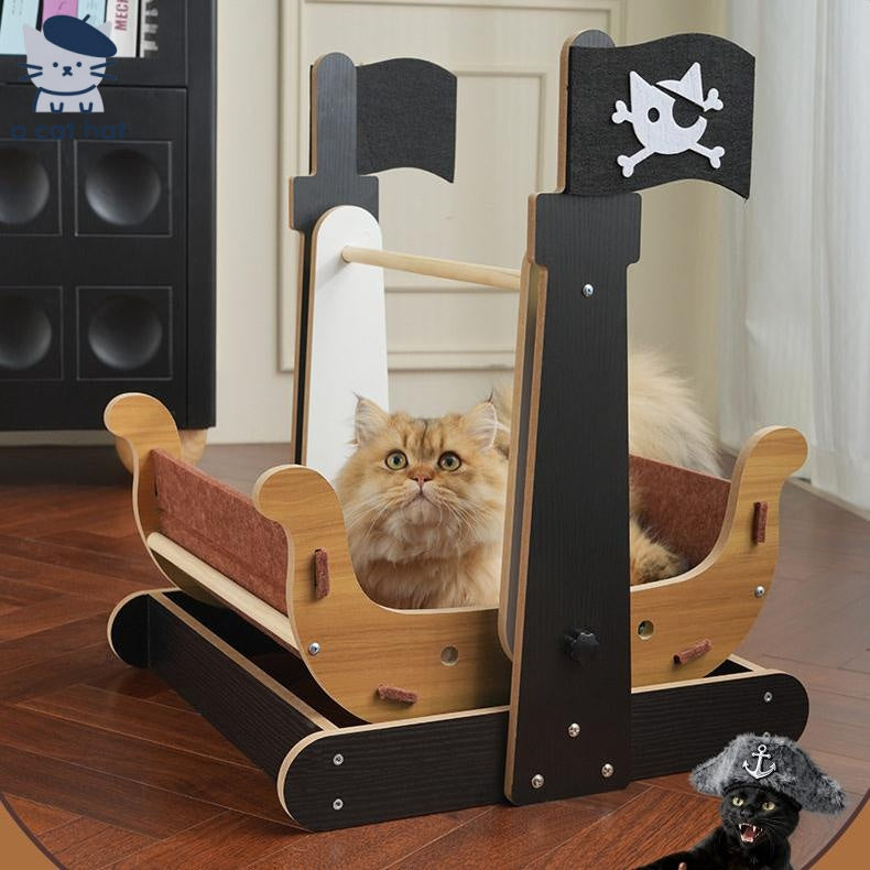 Cama columpio para gatos con diseño de barco pirata Captain Meow