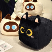 Würfel-Plüschkissen „Schwarze Katze“