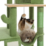 Vertikaler Katzenbaum mit Kaktusmotiv