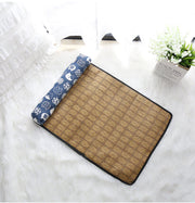 Summer Cooling Rattan Pet Mat with Bolster Pillow