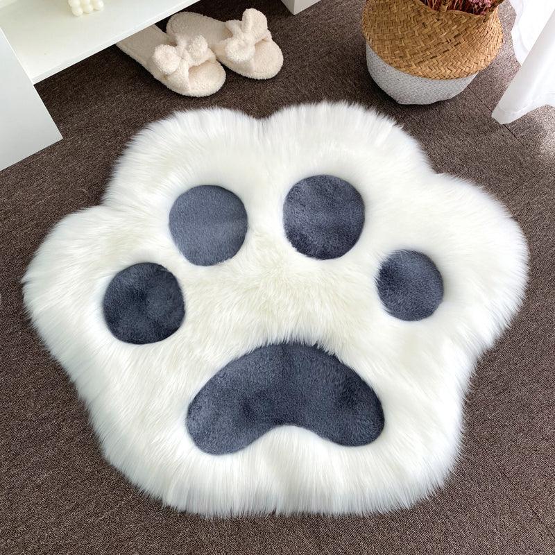 Alfombra de felpa larga con forma de nube y pata de gato