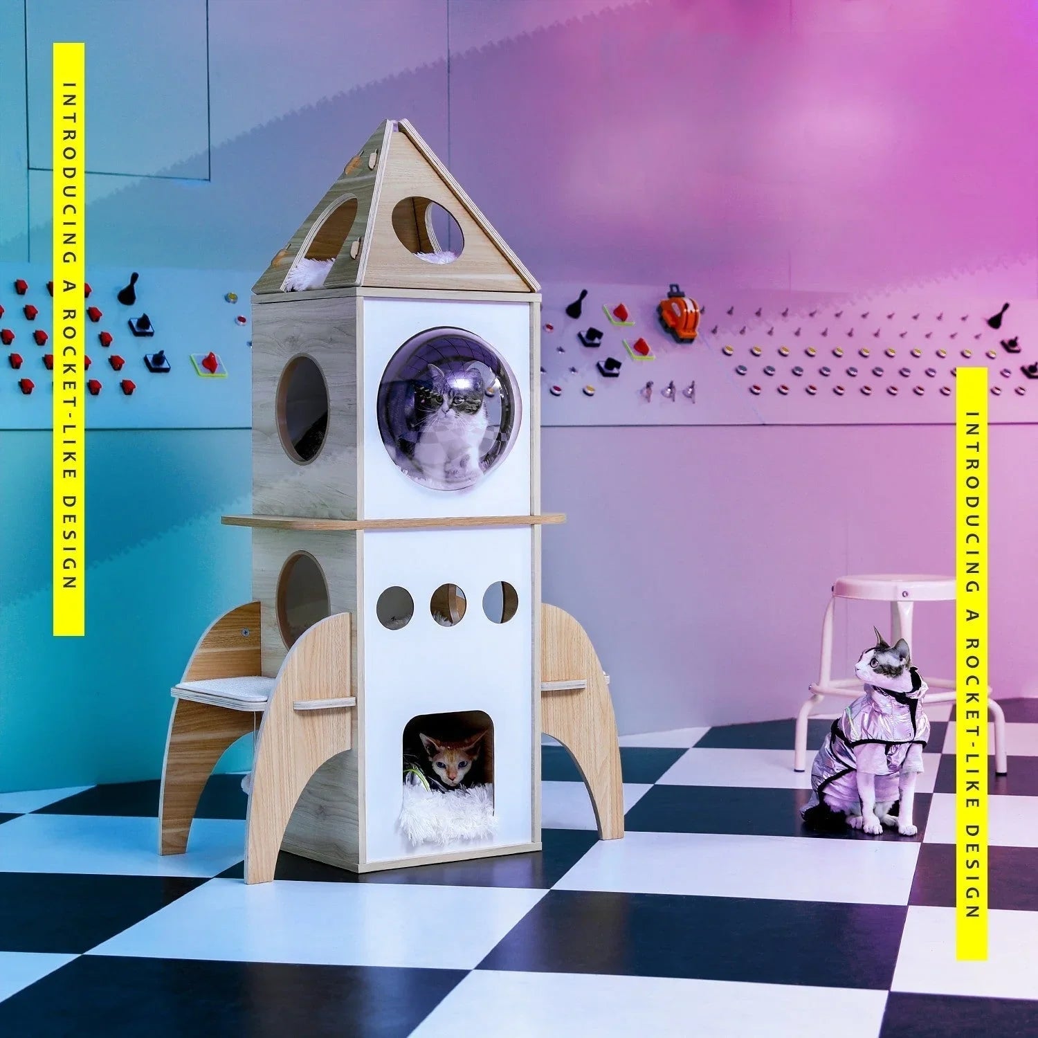 Space Rocket-Themed Cat Tree