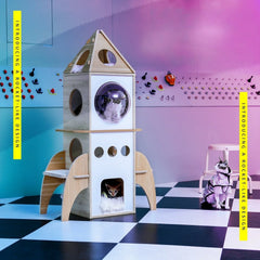 Space Rocket-Themed Cat Tree