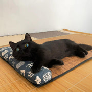 Summer Cooling Rattan Pet Mat with Bolster Pillow