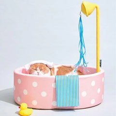 Pink Wave Bubble Tub Cat Bed
