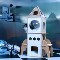 Space Rocket-Themed Cat Tree