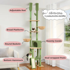 Cactus-Themed Vertical Cat Tree