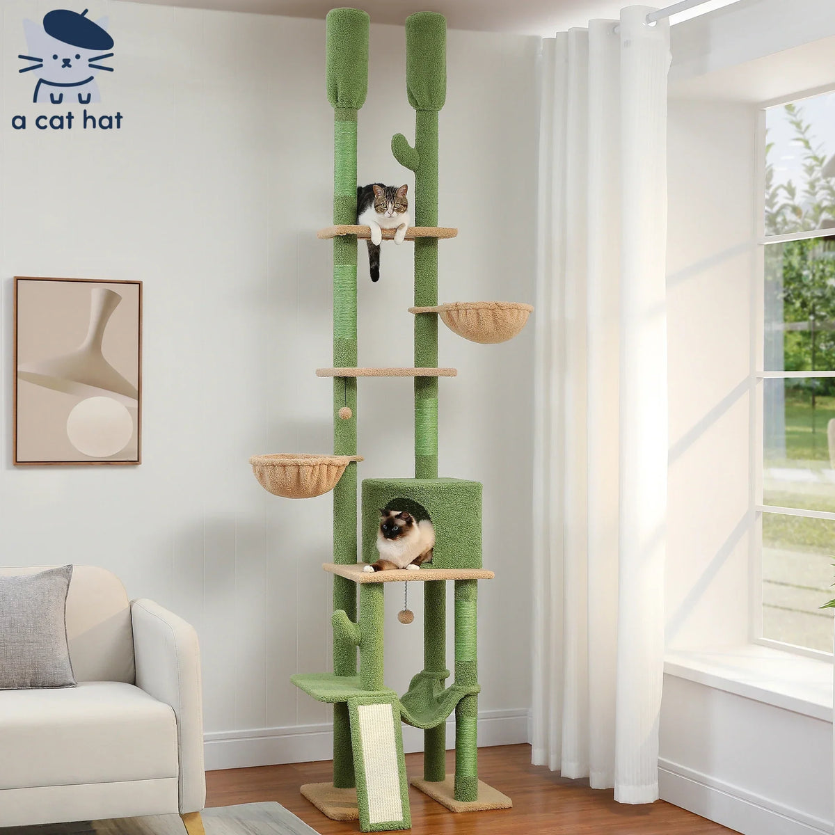 Cactus-Themed Vertical Cat Tree