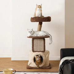 Mushroom Forest Multi-Level Solid Wood Cat Tree
