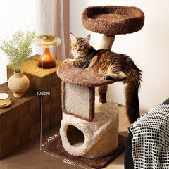 Mushroom Forest Multi-Level Solid Wood Cat Tree