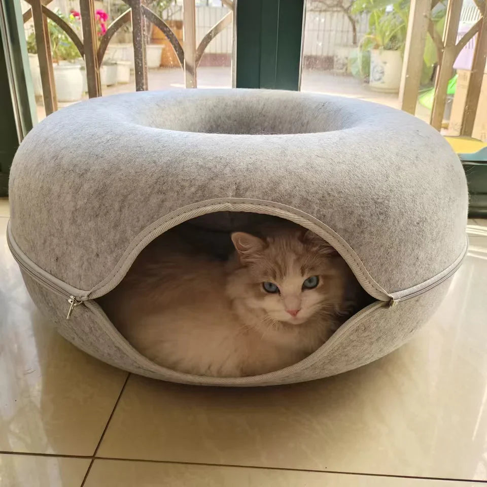 Cama túnel de fieltro para gatos CircleFun (estilo neumático cerrado y seguro)