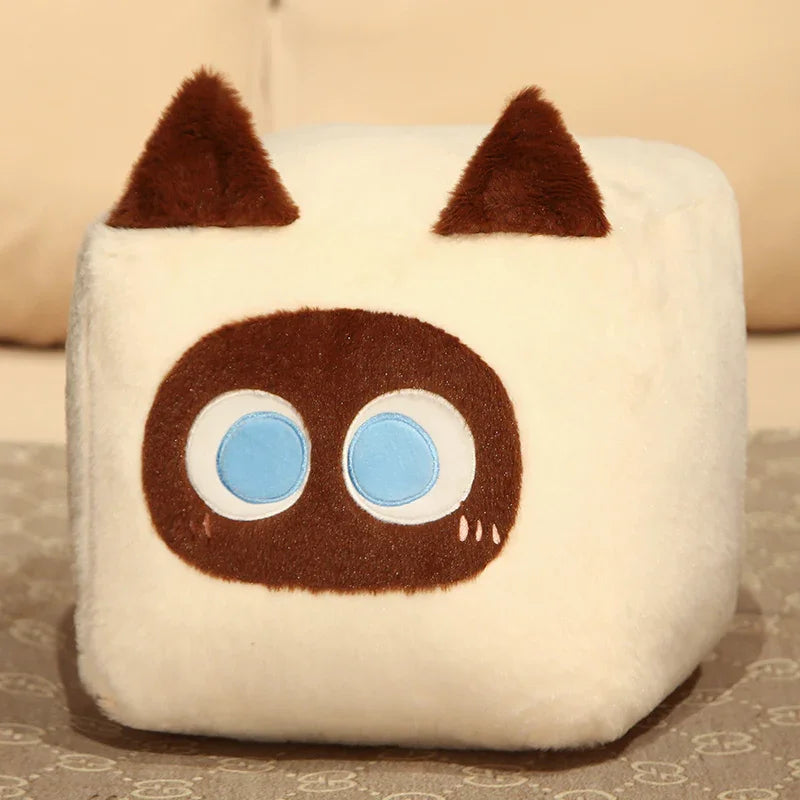 Würfel-Plüschkissen „Schwarze Katze“
