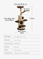 Mushroom Forest Multi-Level Solid Wood Cat Tree