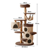 Mushroom Forest Multi-Level Solid Wood Cat Tree