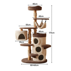 Mushroom Forest Multi-Level Solid Wood Cat Tree