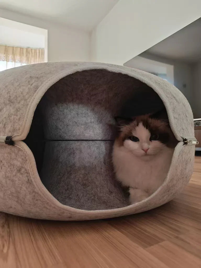 Cama túnel de fieltro para gatos CircleFun (estilo neumático cerrado y seguro)