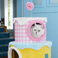Sweet Berry Cream Castle Cat Tree