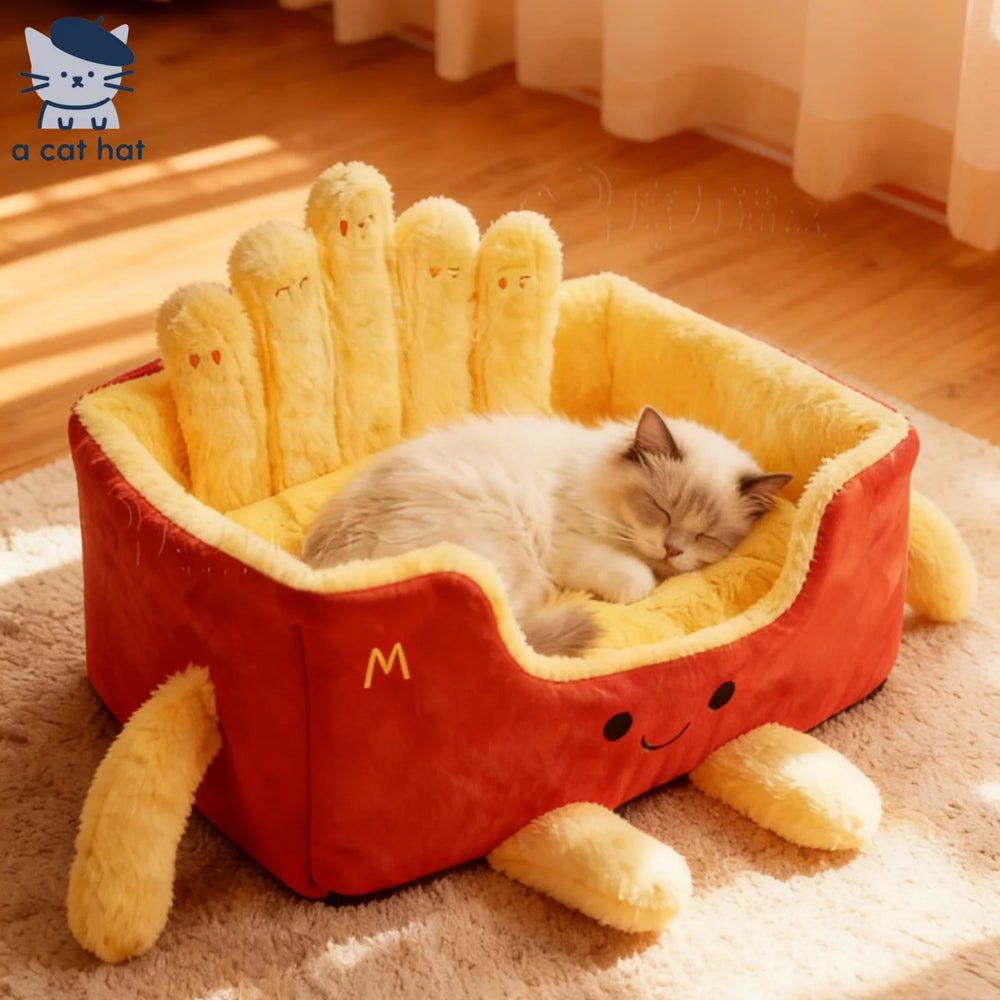 Cama para gatos con forma de caja de papas fritas 