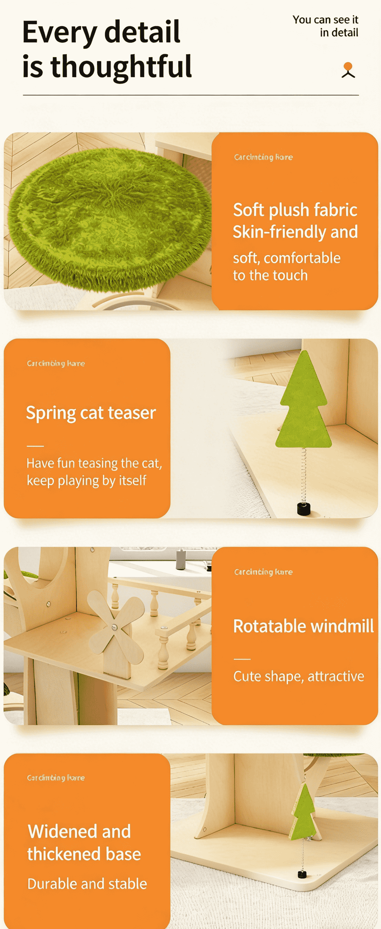 Multifunktionaler Katzenbaum aus Massivholz im Waldbaumhaus-Stil