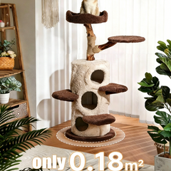 Mushroom Forest Multi-Level Solid Wood Cat Tree