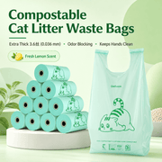 Lemon-Scented Cat Litter Biodegradable Bags – Extra-Thick Compostable Waste Bags