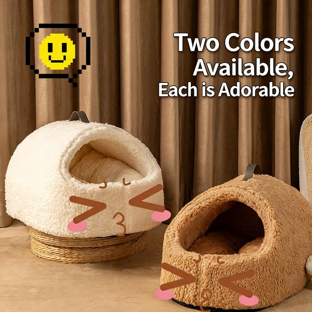 Katzenbett aus Wolkenfleece-Hausschuhen und Katzenbett 