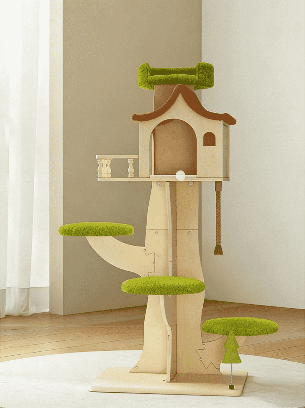 Forest Treehouse Multi-Functional Solid Wood Cat Tree