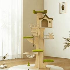 Forest Treehouse Multi-Functional Solid Wood Cat Tree