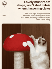 Katzenbaum mit Pilzmotiv im Mario Bros.-Stil