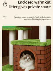 Katzenbaum mit Pilzmotiv im Mario Bros.-Stil