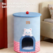 Cama y contenedor de almacenamiento 2 en 1 Cute Kitty Barrel para gatos