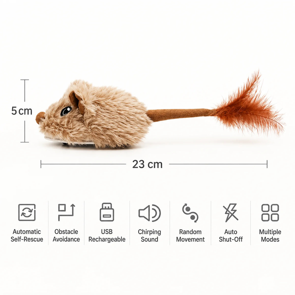 Interactive Moving Rat Cat Toy with Realistic Sound & Wagging Tail