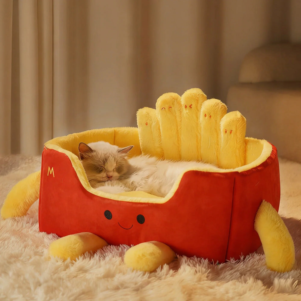Cama para gatos con forma de caja de papas fritas 