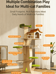 Forest Treehouse Multi-Functional Solid Wood Cat Tree
