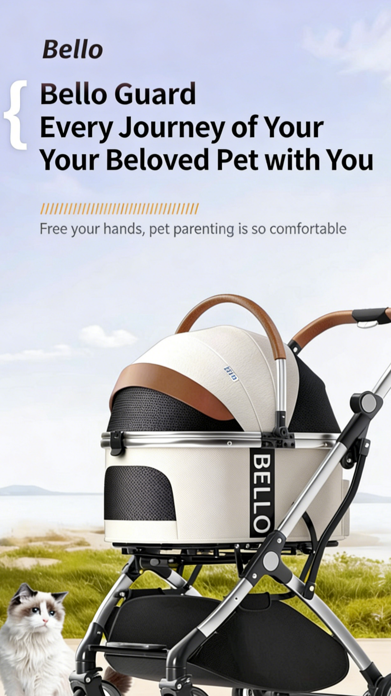 Multi-Function Pet Stroller (with Detachable Carrier)