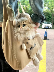 Teddy Peek Canvas Cat Crossbody Bag