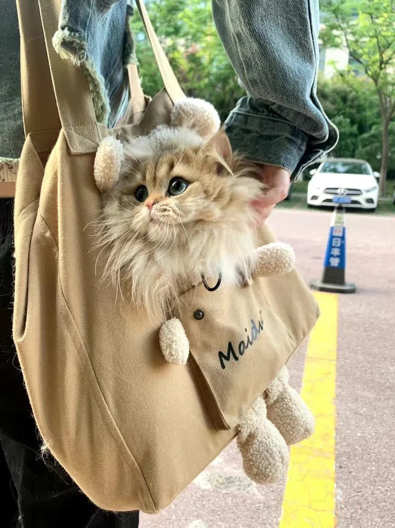 Teddy Peek Canvas Cat Crossbody Bag