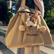 Teddy Peek Canvas Cat Crossbody Bag