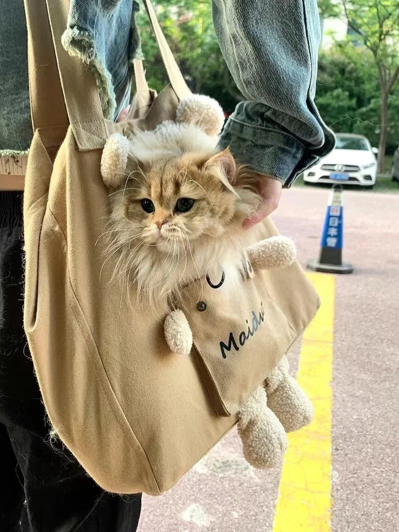 Teddy Peek Canvas Cat Crossbody Bag